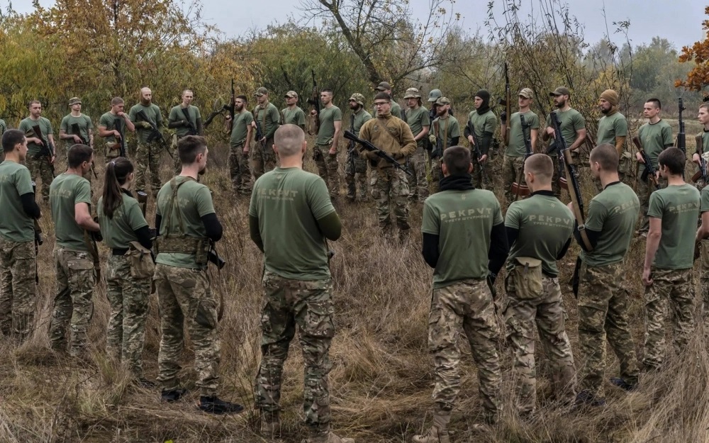 Ukrainian recruits in the capital Kiev. Photo: Nytimes